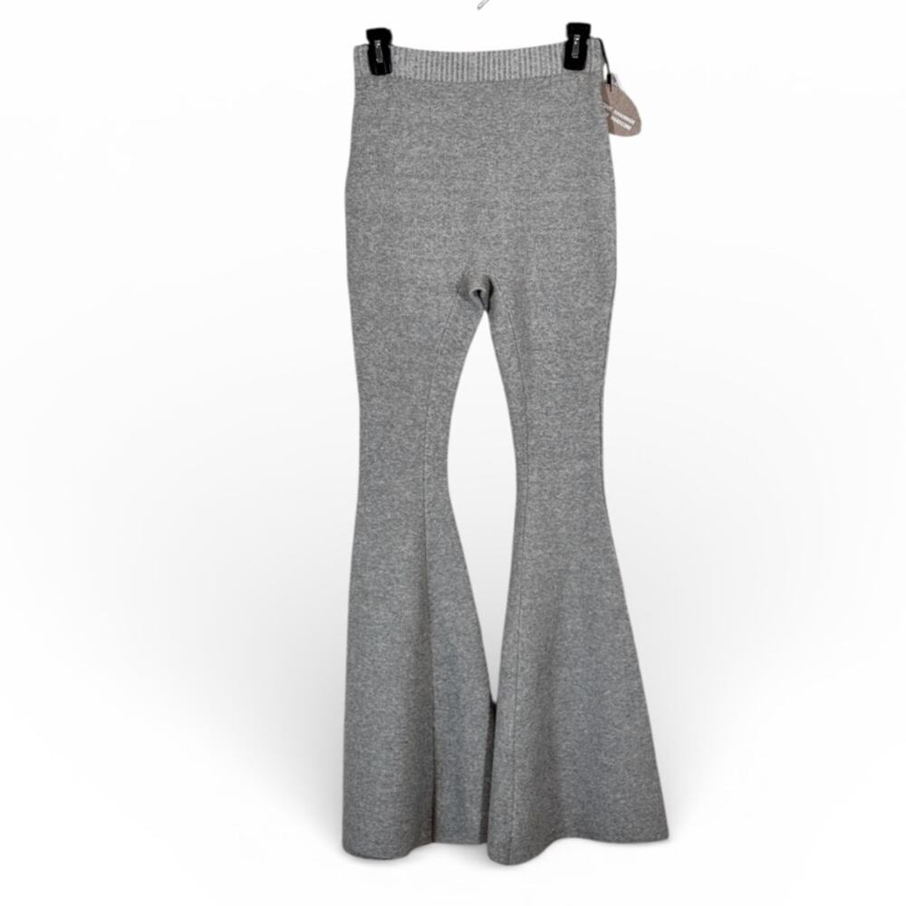 Isa Boulder Grey Tent Knit Pants Womens S Flare High Rise Casual Luxury Designer